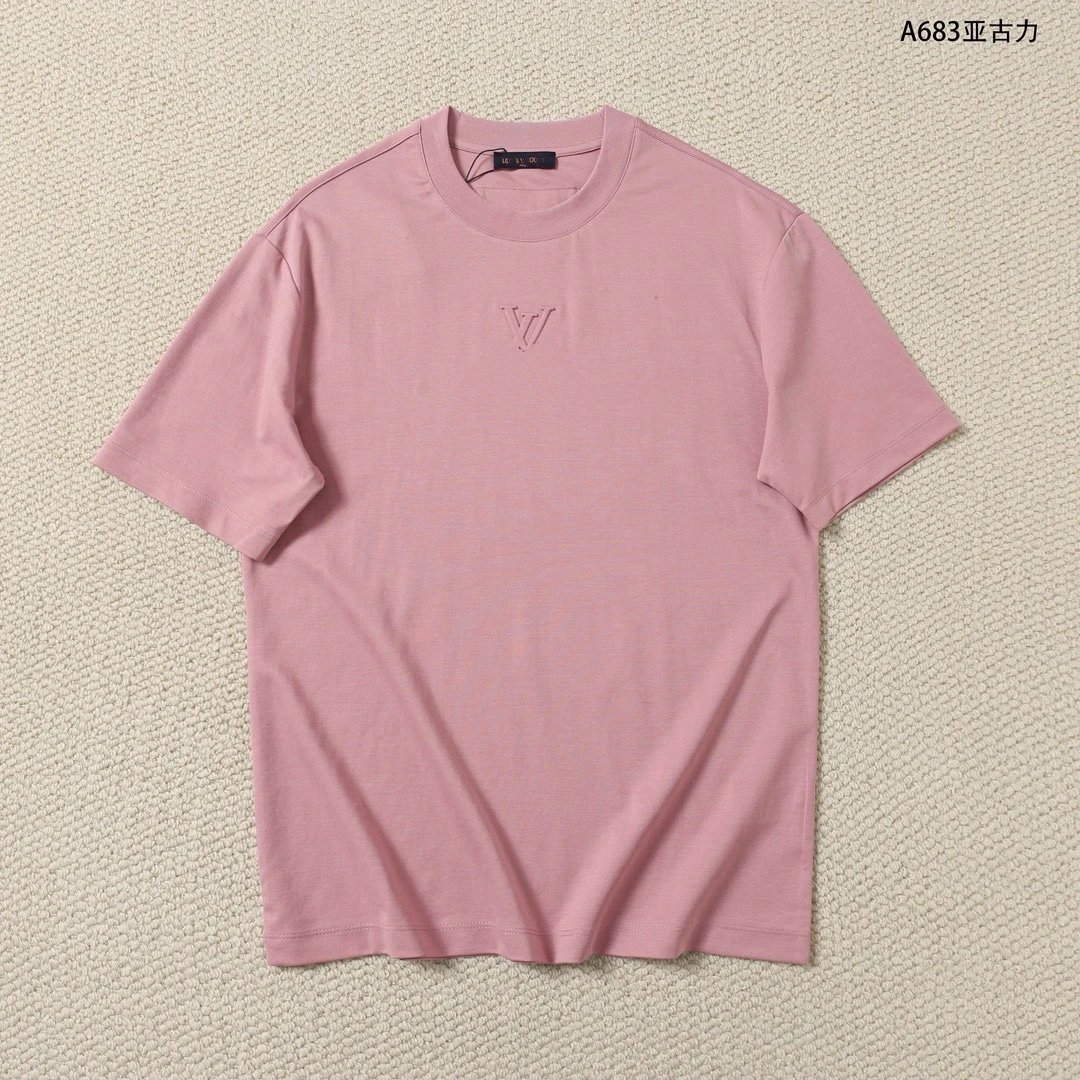 Louis Vuitton Monogram Embroidered Logo T-Shirt Pink