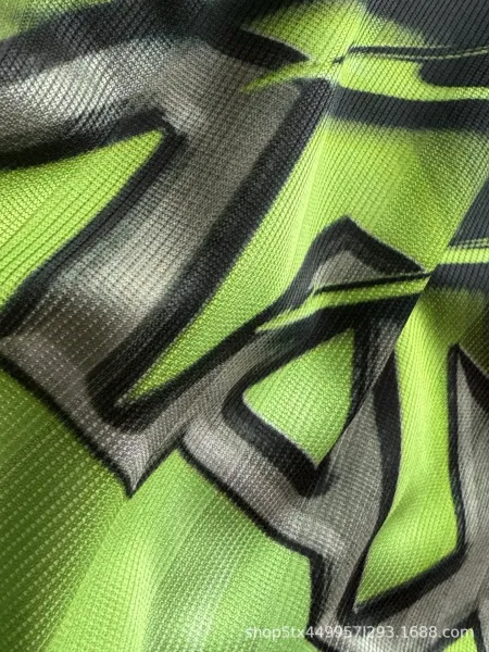 Design Long Sleeve Graphic Tee Neon Green Black White T-Shirts - 9