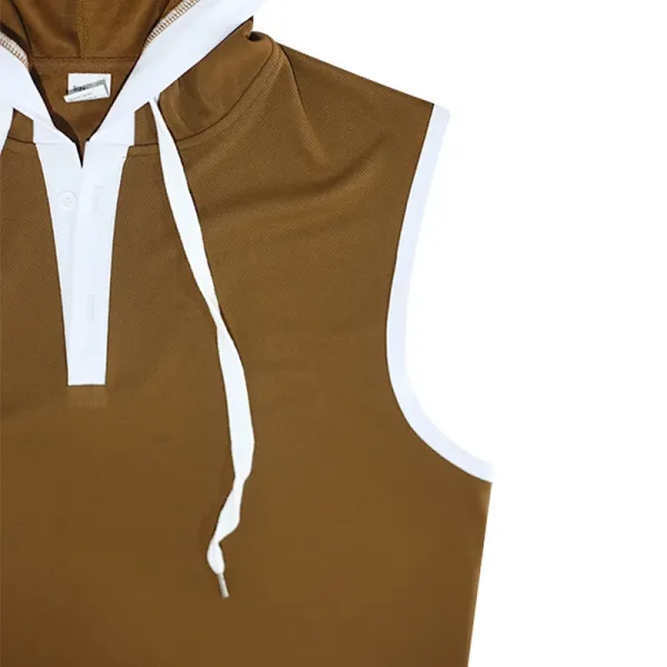 Design Sleeveless Hooded Waffle-Knit Vest Top White - 24
