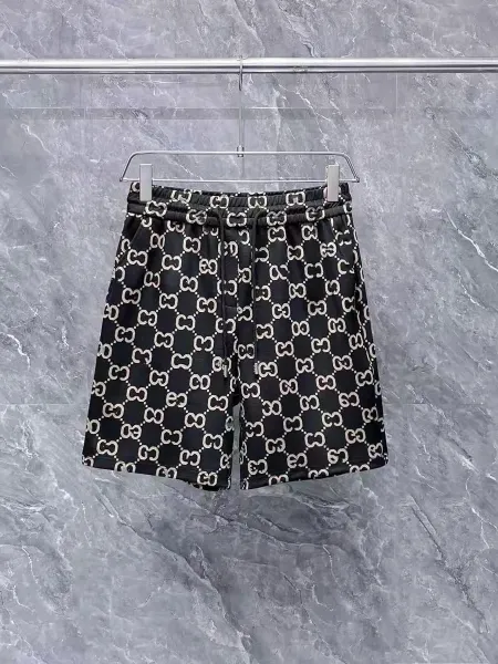 Gucci GG Monogram Print Drawstring Waist Shorts Black - 1
