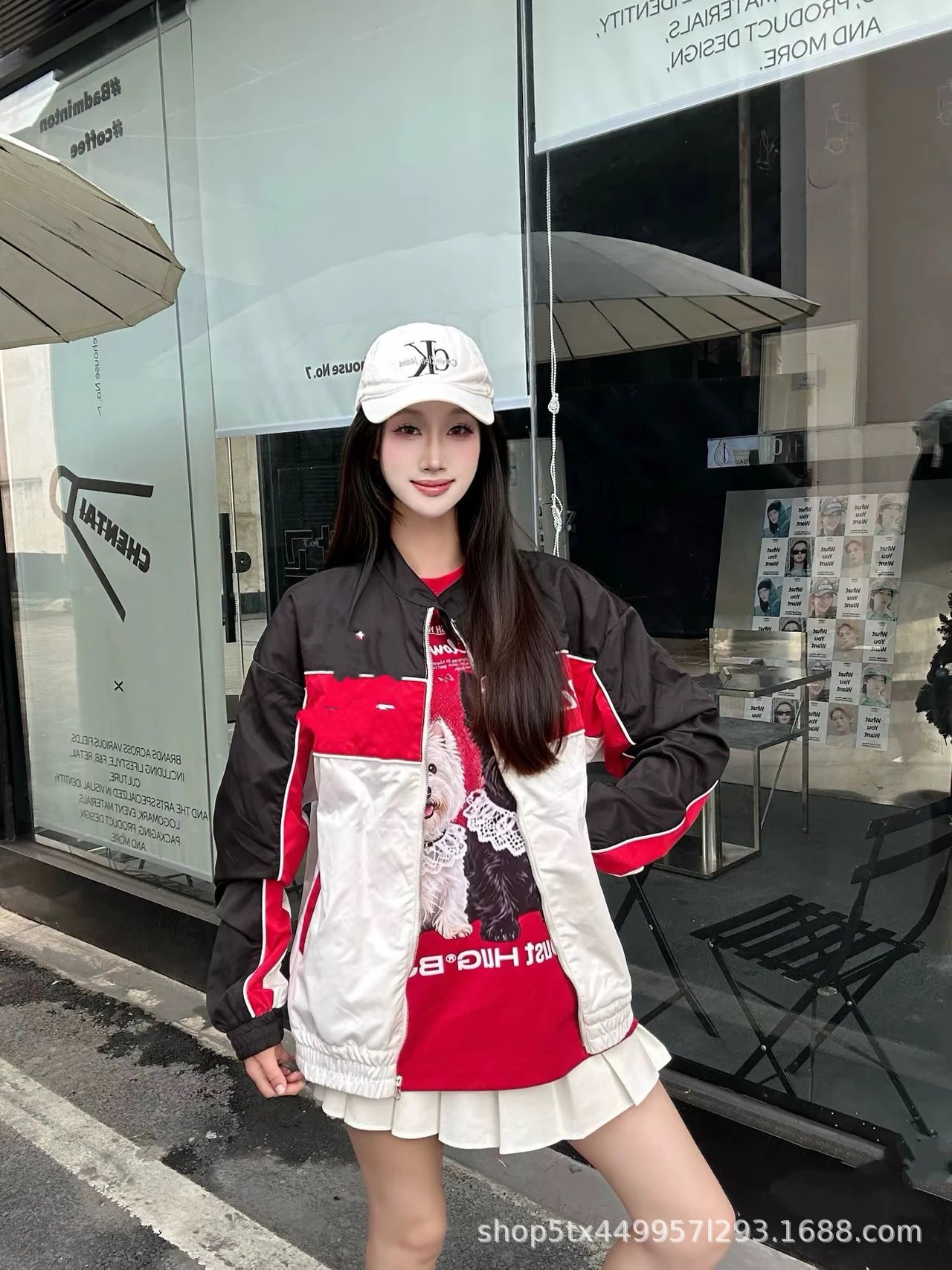 Design Racing Stripe Windbreaker Jacket in Black, Red, and White Outerwear.windbreaker - 15