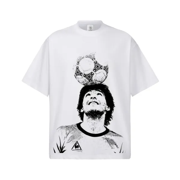 Le Coq Sportif Maradona Tribute White T-Shirt - 1