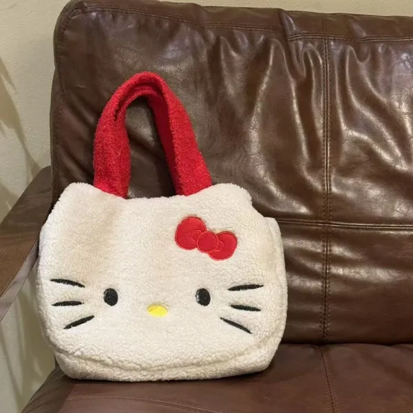 Hello Kitty Sherpa Mini Tote Bag Gray Handbags - 7