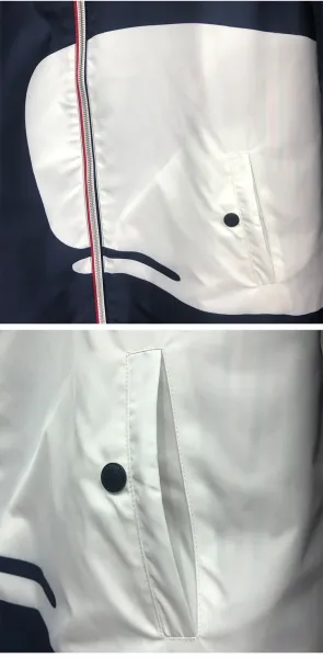 Thom Browne Windbreaker Navy and White Color-Block Jacket Outerwear.windbreaker - 7