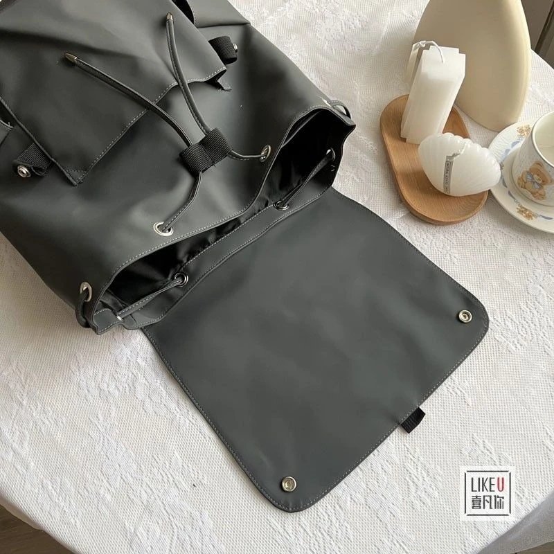 Design Taimeibag Fold-Over Drawstring Backpack Army Green Backpacks - 17