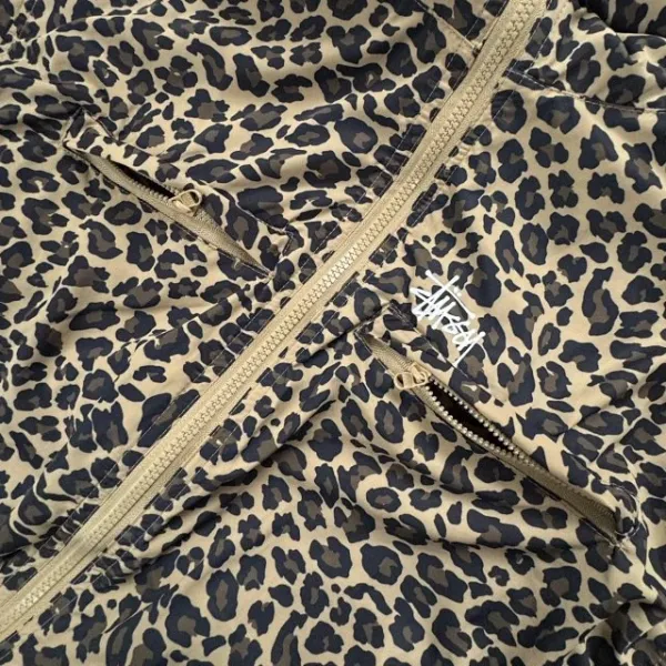 Stussy Leopard Print Hooded Windbreaker Jacket Outerwear - 26