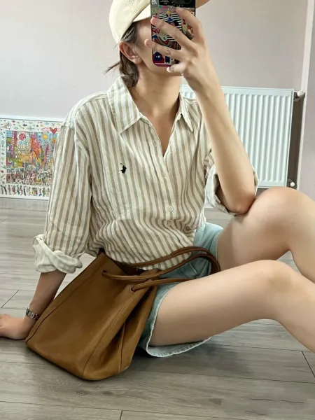 Polo Ralph Lauren Striped Cotton Shirt Beige Shirt - 6