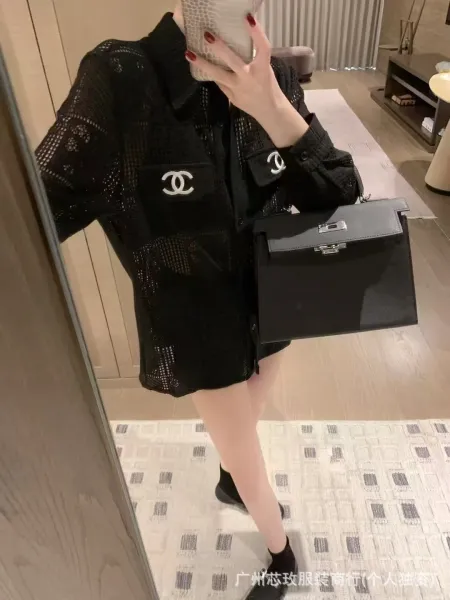 Chanel Laser-Cut Mesh Shirt Black - 5