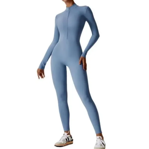 Design Full-Zip Bodysuit Light Blue Activewear - 1