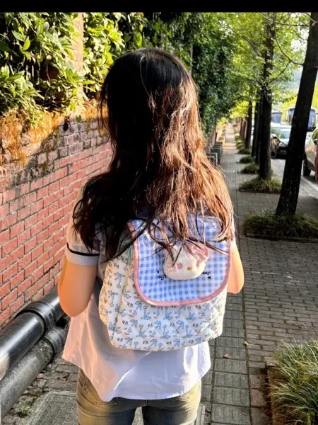 Hello Kitty Mini Backpack with Gingham Patch and Rabbit Print - 8