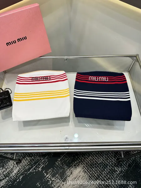 Miu Miu Striped Knit Skirt Navy - 7