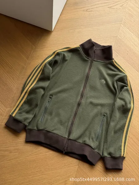 Adidas Originals Track Jacket Army Green with Gold Stripes - 6