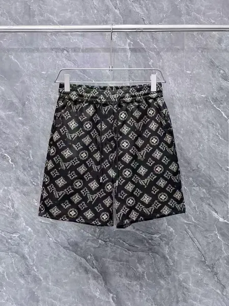 Louis Vuitton Monogram Print Drawstring Waist Shorts Black - 1
