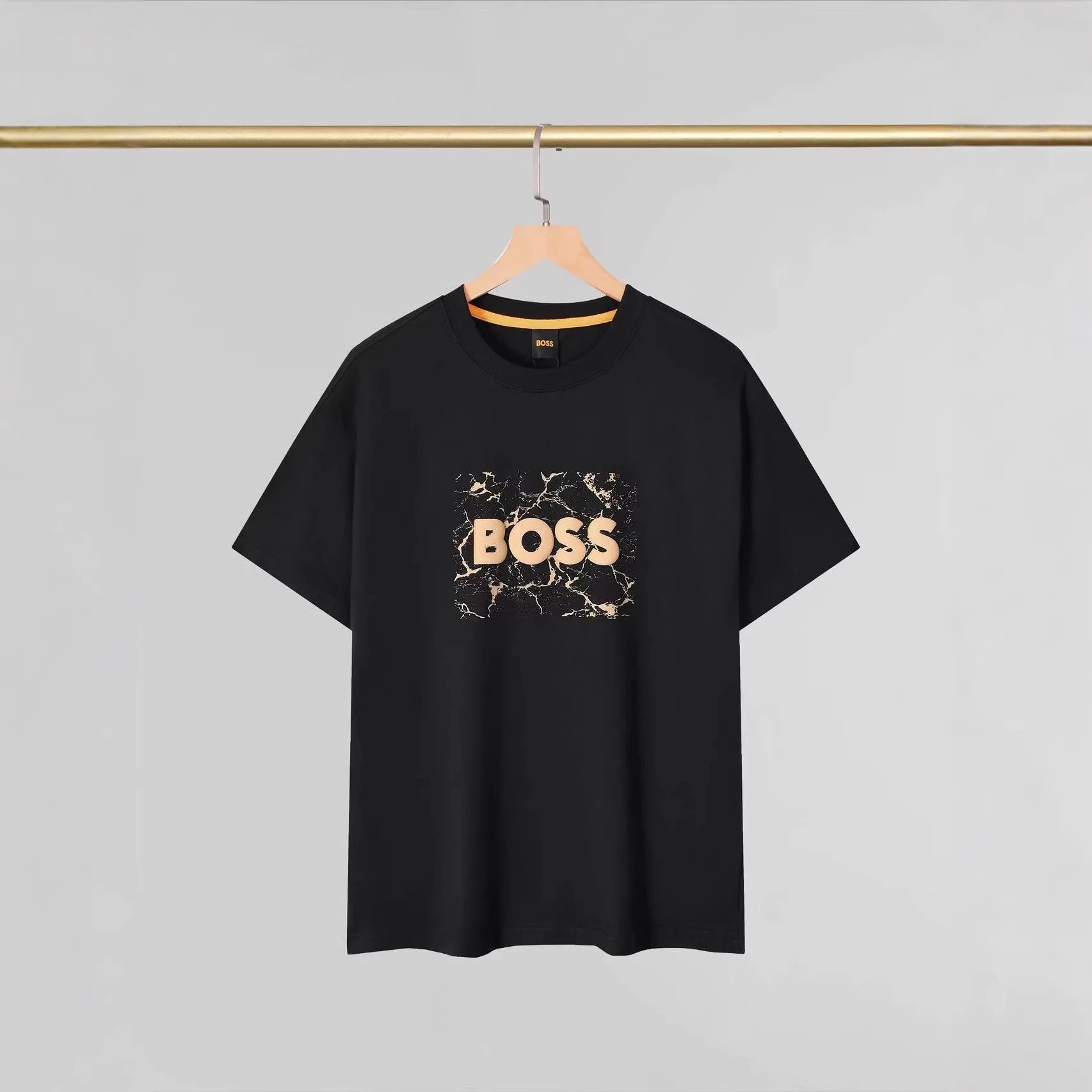 BOSS Marble Print White Black Graphic T-Shirt