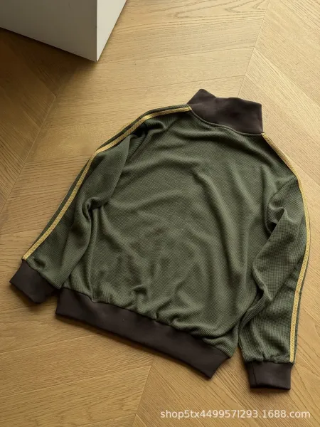 Adidas Originals Track Jacket Army Green with Gold Stripes - 7