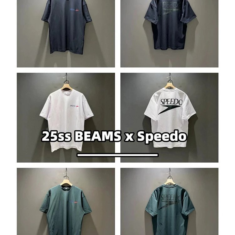BEAMS x Speedo 25ss Navy White Teal Graphic T-Shirt