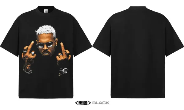 Design Graphic Print Acid Wash Black T-Shirt - 12