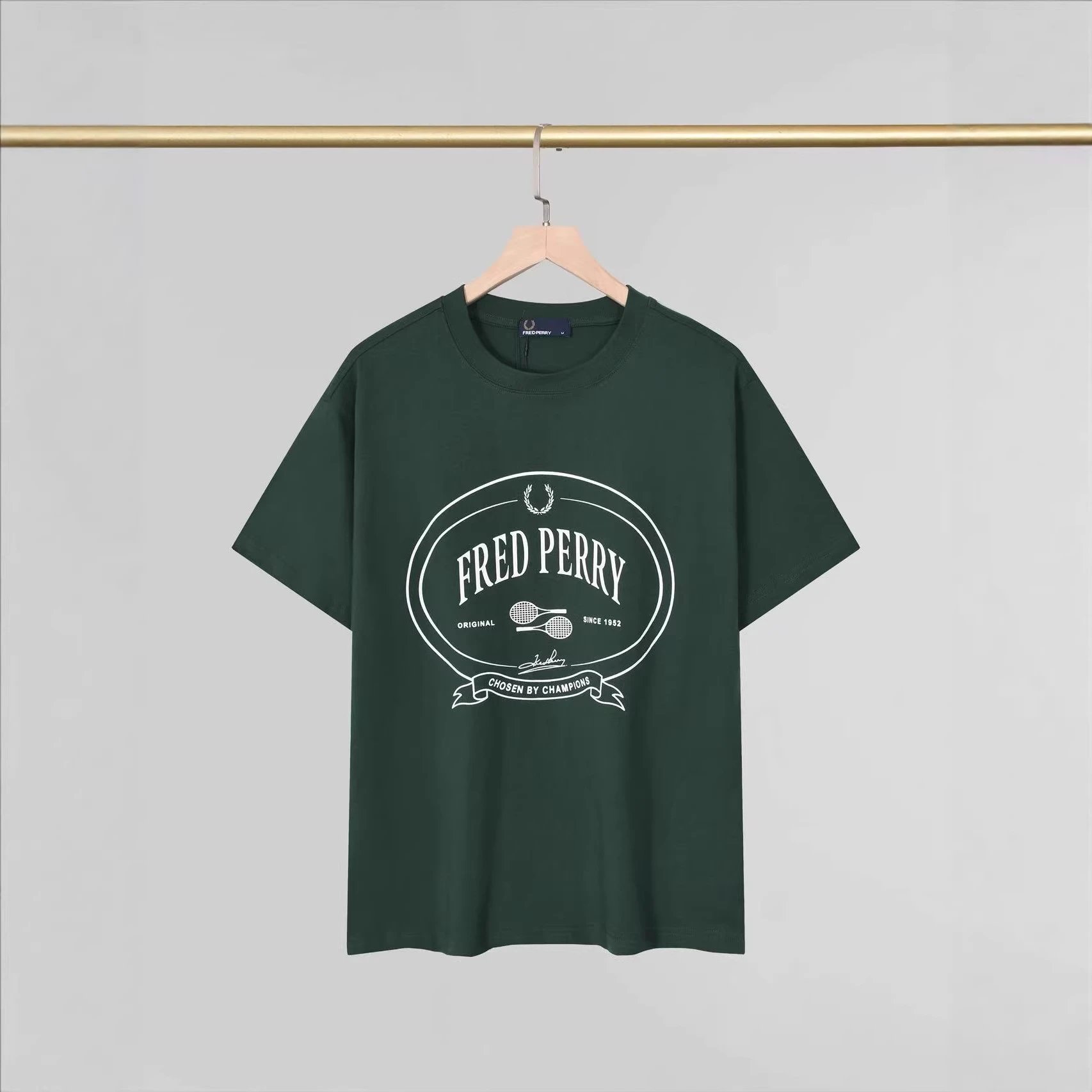 Fred Perry Oval Logo White Green Classic T Shirt