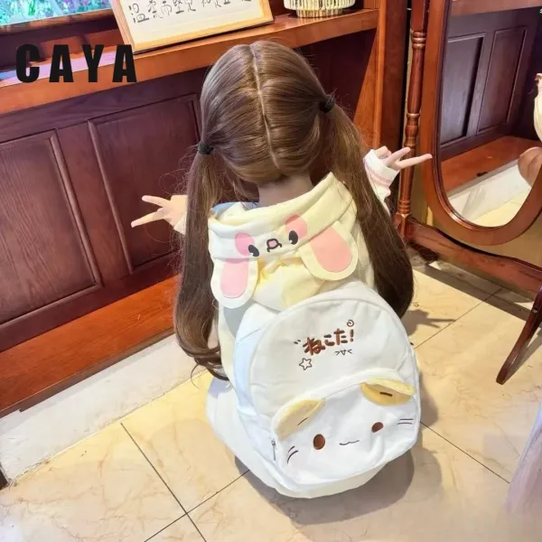 Sanrio Character Cat Face Plush Mini Backpack White - 5