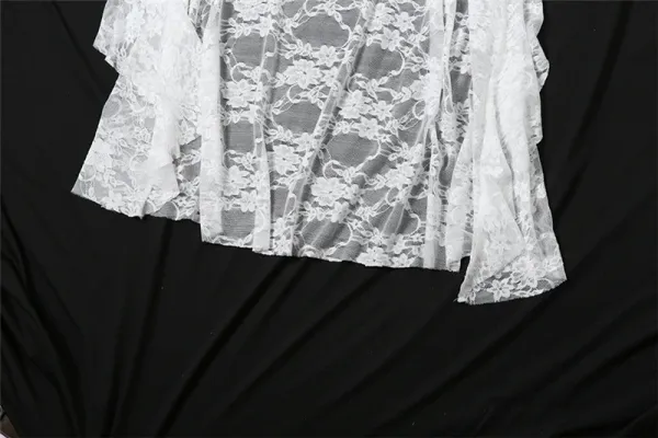 Design Lace Ruched Asymmetrical Maxi Dress White - 24