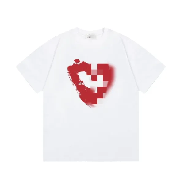 Design Pixelated Heart Graphic White T-Shirt - 1