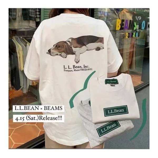 Design L.L. Bean Inc. Duck and Basset Hound Graphic T-Shirt White / Heather Gray T-Shirts - 12