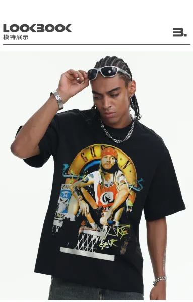 Design Guns N' Roses x Unknown Brand Vintage Wash T-Shirt Black T-Shirts - 14