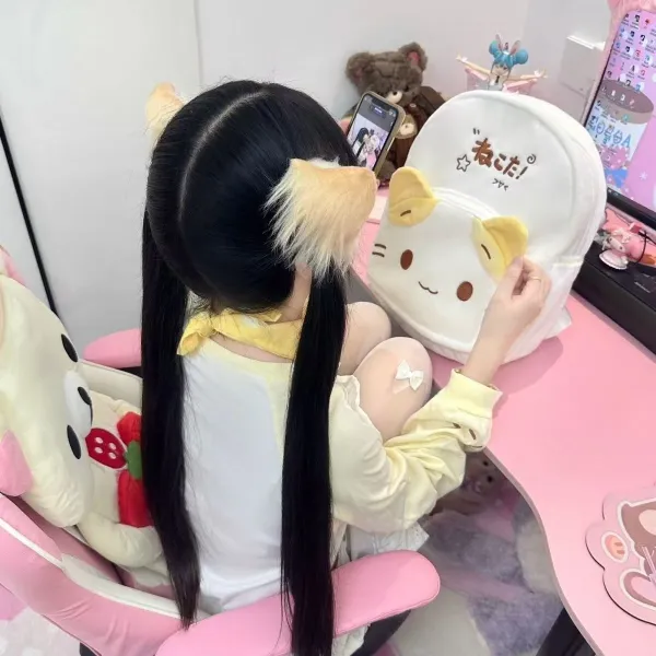 Sanrio Character Cat Face Plush Mini Backpack White - 15