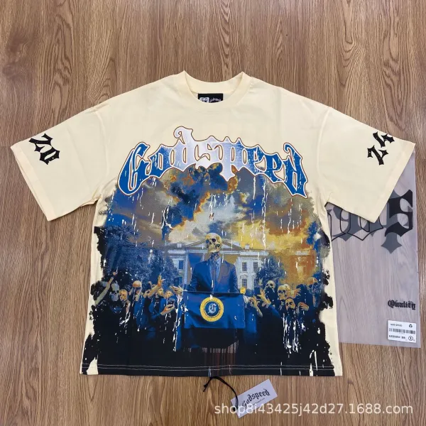 Godspeed Hollywood Fire Print Cream T-Shirt - 11