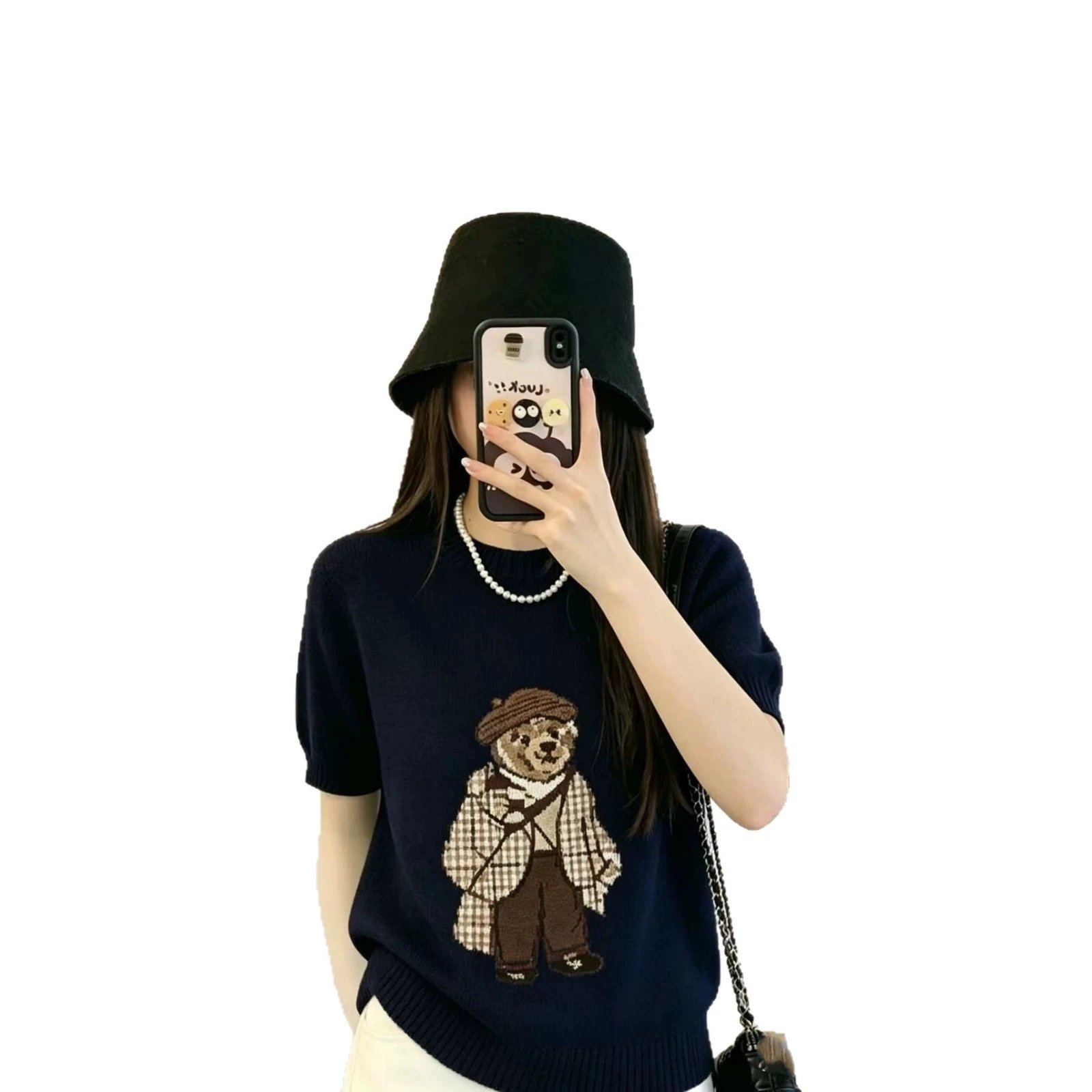 Polo Ralph Lauren Navy Blue Bear Embroidery Casual T-Shirt