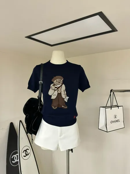 Ralph Lauren Polo Bear Knit Short-Sleeve Sweater Navy - 1