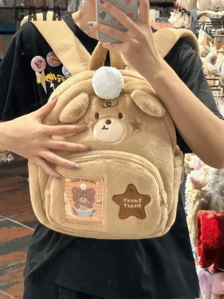 Design Dessert Bear Plush Mini Backpack Beige Mini Backpack - 3