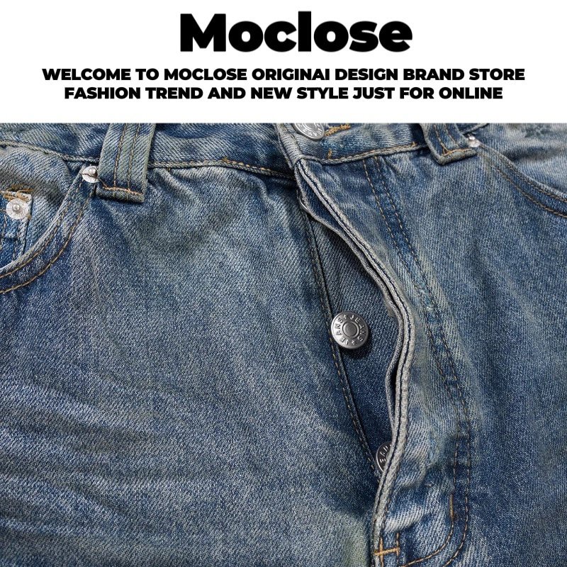Design Moclose Distressed Wide-Leg Blue Jeans - 22