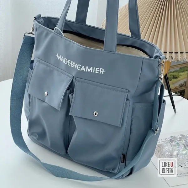 Design MADEBYCAMIER Utility Tote Bag in Dusty Blue Tote Bag - 1