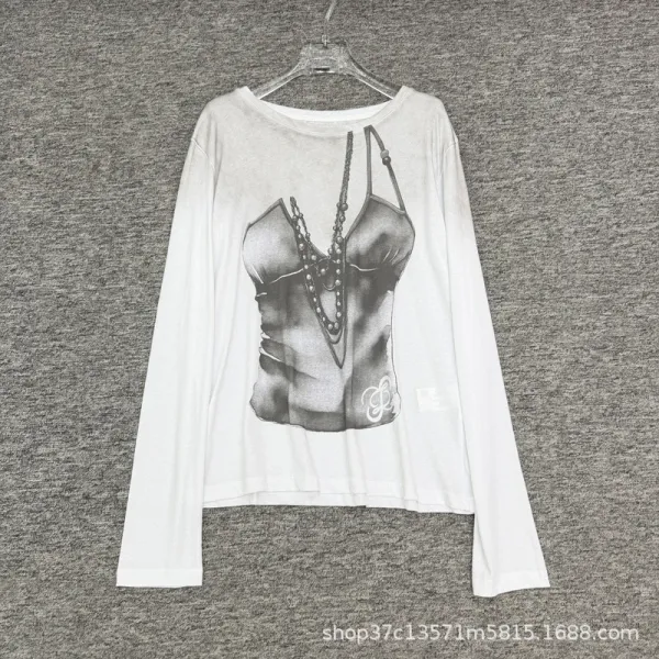 Chanel Graphic Print Long Sleeve T-Shirt Navy - 9