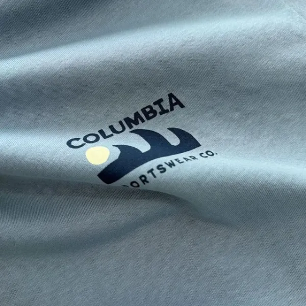 Design Columbia Graphic Mountain Print T-Shirt Light Blue T-Shirt T-Shirts - 29