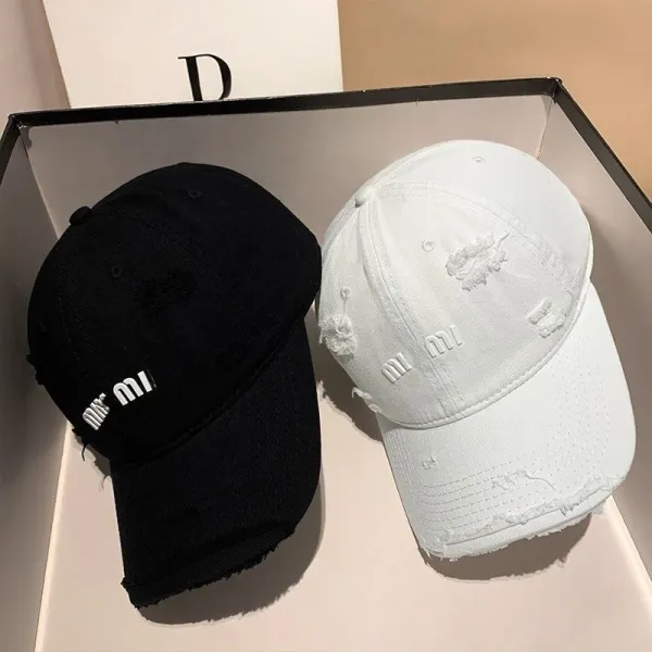Miu Miu Distressed Beige Baseball Cap - 13