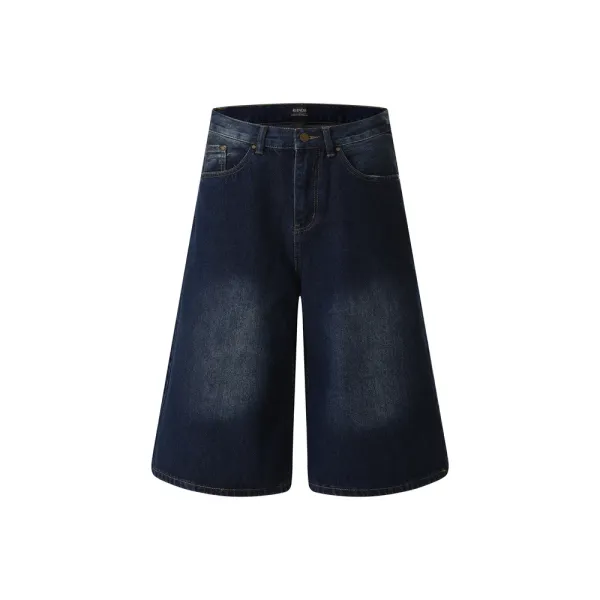 Rhude Denim Shorts Navy with Embroidered Logo - 4