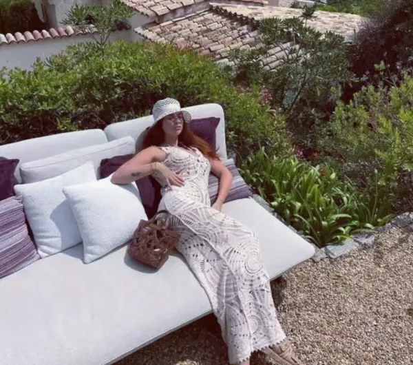 Design White Crochet Maxi Dress with Geometric Pattern Dress - 6