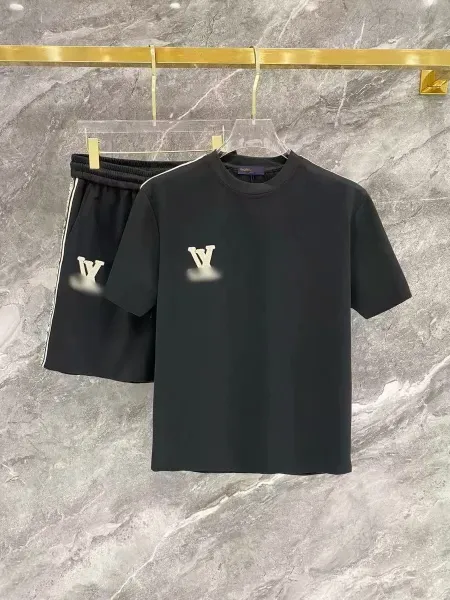Louis Vuitton LV Monogram Logo T-Shirt and Shorts Set Black - 1