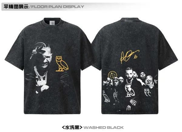 A Bathing Ape OVO x Drake Scattered Owl Graphic Washed Black T-Shirt T-Shirts - 13