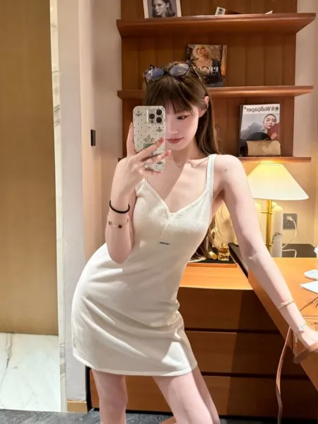 Miu Miu Knit Mesh Panel Dress White - 9