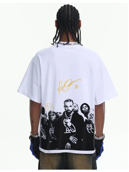 A Bathing Ape OVO x Drake Scattered Owl Graphic Washed Black T-Shirt T-Shirts - 17
