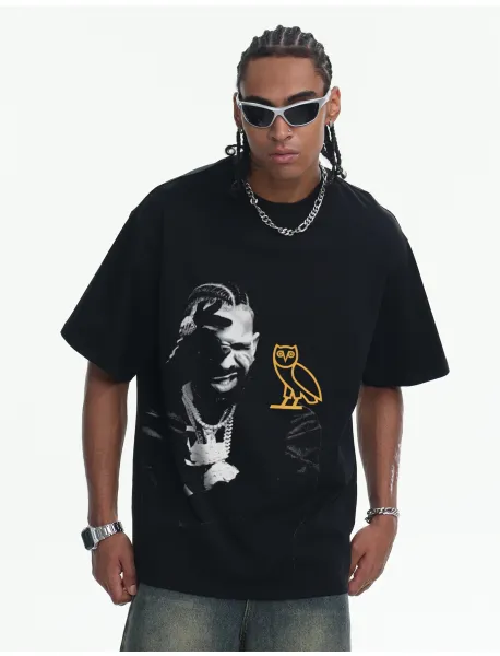 A Bathing Ape OVO x Drake Scattered Owl Graphic Washed Black T-Shirt T-Shirts - 18