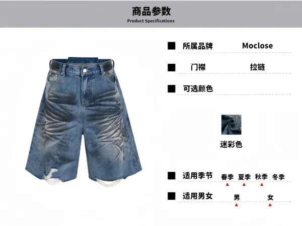 Design Moclose Brand Distressed Wide-Leg Denim Shorts Blue Shorts - 2
