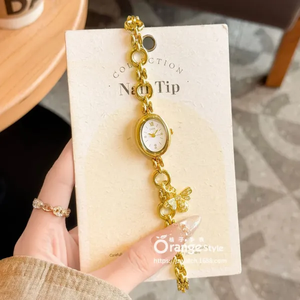 Design GEDI Nan Tip Gold-Tone Oval Watch with Bee Charm Watches - 1
