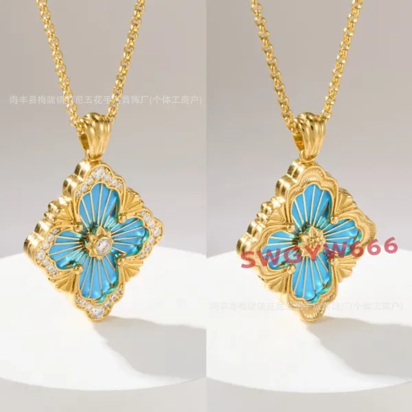 Design Floral Enamel Earrings with Red Guilloché Enamel and Cubic Zirconia - 26