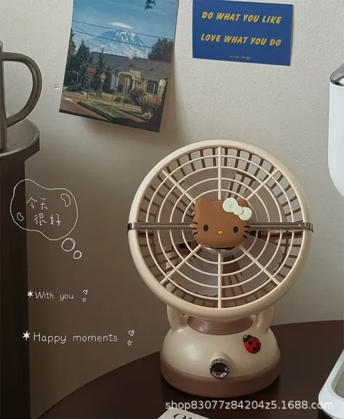 Hello Kitty Mini Desk Fan Turquoise and Red Electronics - 2
