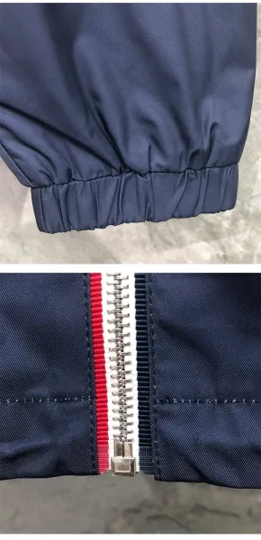 Thom Browne Windbreaker Navy and White Color-Block Jacket Outerwear.windbreaker - 6