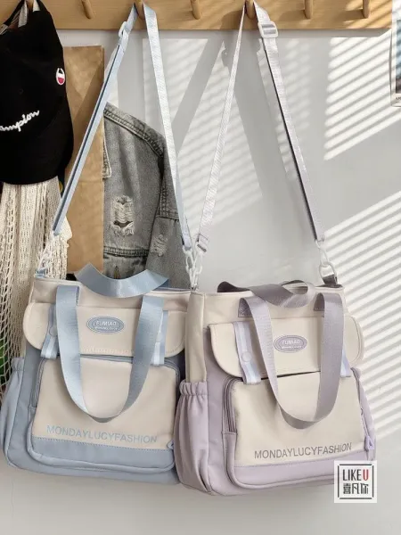 Design FUMIAO Monday Lucy Fashion Tote Bag Burgundy and Cream Tote Bag - 46